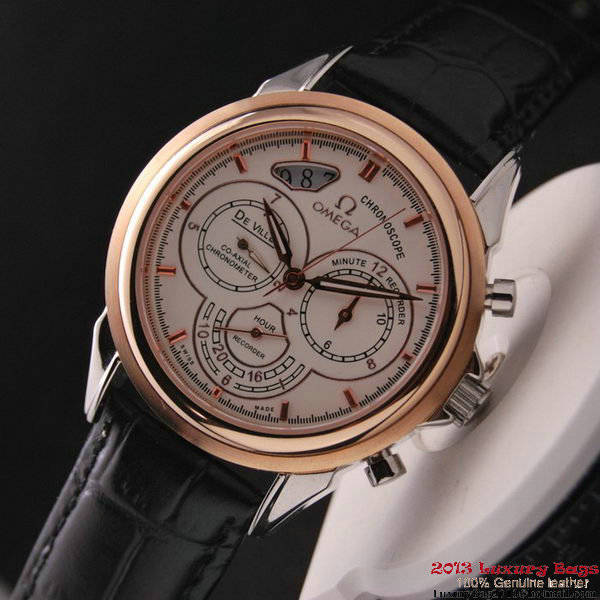 OMEGA DE VILLE CO-AXIAL CHRONOSCOPE Red Gold on Black Leather Strap OM77419 OMEGA DE VILLE CO-AXIAL CHRONOSCOPE Red Gold on Black Leather Strap OM77419