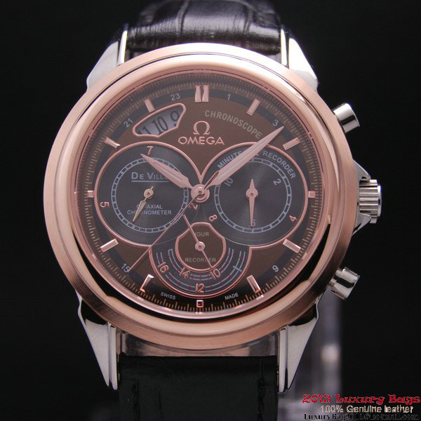 OMEGA DE VILLE CO-AXIAL CHRONOSCOPE Red Gold on Black Leather Strap OM77421 OMEGA DE VILLE CO-AXIAL CHRONOSCOPE Red Gold on Black Leather Strap OM77421