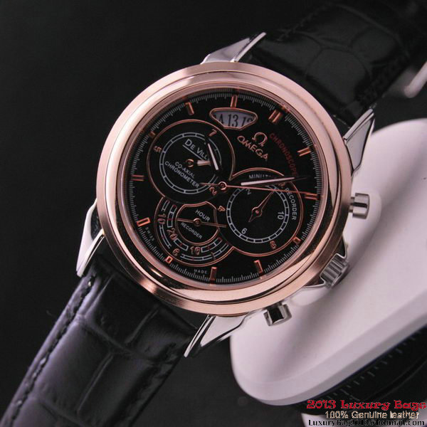 OMEGA DE VILLE CO-AXIAL CHRONOSCOPE Red Gold on Black Leather Strap OM77423 OMEGA DE VILLE CO-AXIAL CHRONOSCOPE Red Gold on Black Leather Strap OM77423