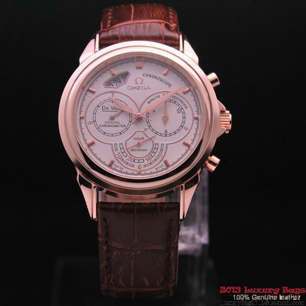 OMEGA DE VILLE CO-AXIAL CHRONOSCOPE Red Gold on Brown Leather Strap OM77424 OMEGA DE VILLE CO-AXIAL CHRONOSCOPE Red Gold on Brown Leather Strap OM77424
