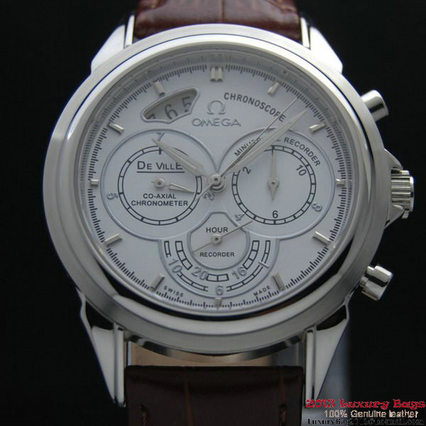 OMEGA DE VILLE CO-AXIAL CHRONOSCOPE Steel on Brown Leather Strap OM77401 OMEGA DE VILLE CO-AXIAL CHRONOSCOPE Steel on Brown Leather Strap OM77401