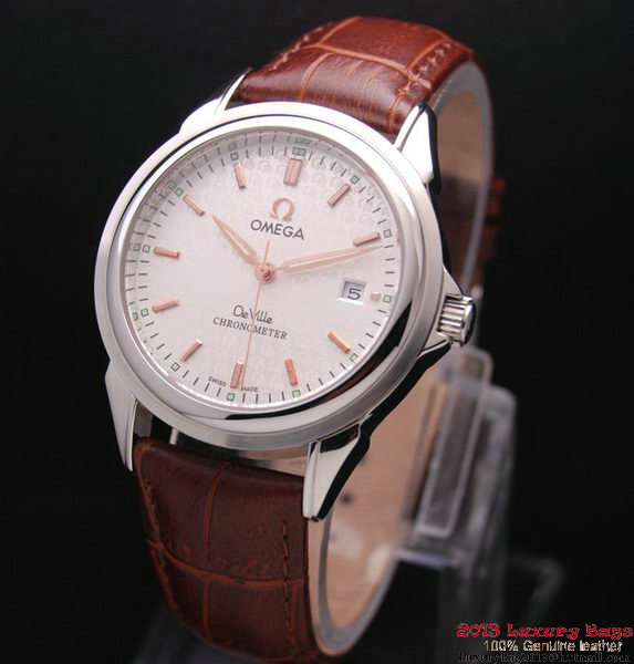 OMEGA DE VILLE Chronometer Steel on Brown Strap OM77301 OMEGA DE VILLE Chronometer Steel on Brown Strap OM77301