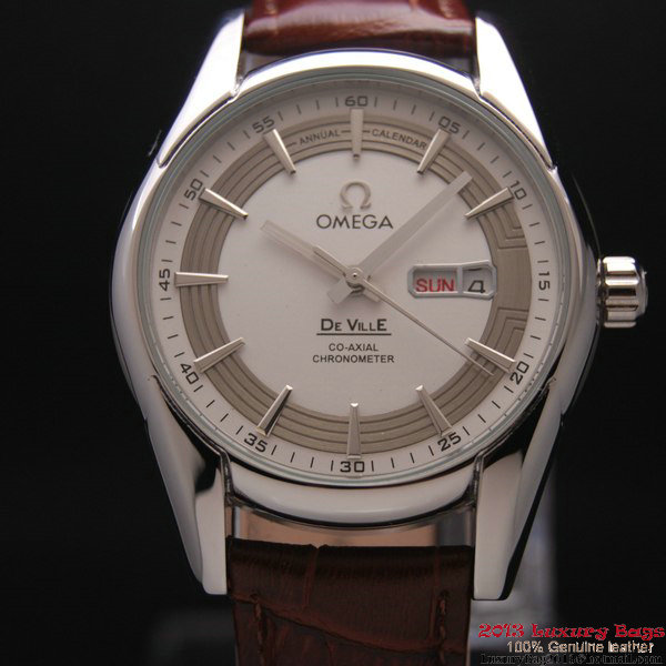 OMEGA DE VILLE HOUR VISION ANNUAL CALENDAR Steel on Brown Leather Strap OM77107 OMEGA DE VILLE HOUR VISION ANNUAL CALENDAR Steel on Brown Leather Strap OM77107