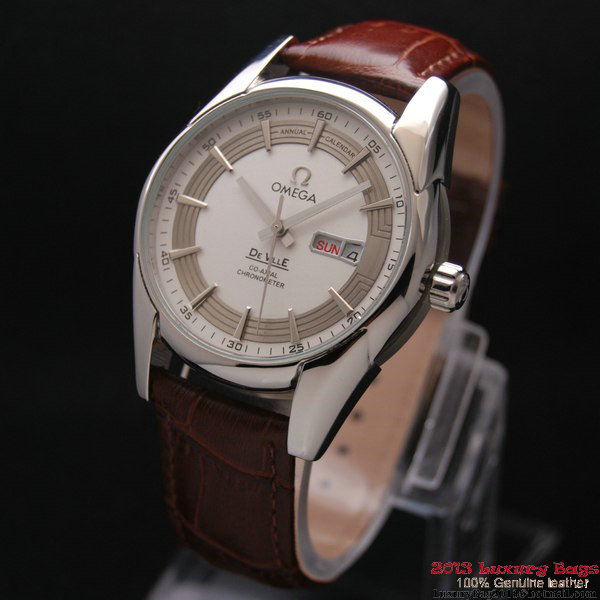 OMEGA DE VILLE HOUR VISION ANNUAL CALENDAR Steel on Brown Leather Strap OM77107 OMEGA DE VILLE HOUR VISION ANNUAL CALENDAR Steel on Brown Leather Strap OM77107