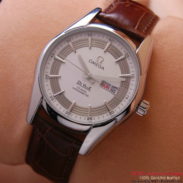 OMEGA DE VILLE HOUR VISION ANNUAL CALENDAR Steel on Brown Leather Strap OM77107 OMEGA DE VILLE HOUR VISION ANNUAL CALENDAR Steel on Brown Leather Strap OM77107