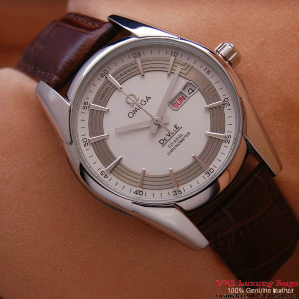 OMEGA DE VILLE HOUR VISION ANNUAL CALENDAR Steel on Brown Leather Strap OM77107 OMEGA DE VILLE HOUR VISION ANNUAL CALENDAR Steel on Brown Leather Strap OM77107