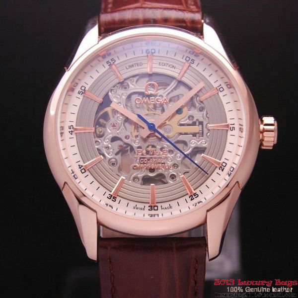OMEGA DE VILLE Tourbillon Watches Red Gold on Brown Leather Strap Om7013 OMEGA DE VILLE Tourbillon Watches Red Gold on Brown Leather Strap Om7013