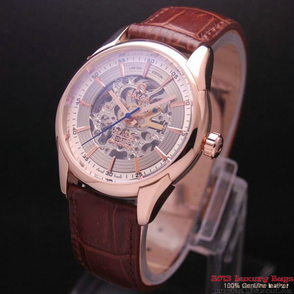 OMEGA DE VILLE Tourbillon Watches Red Gold on Brown Leather Strap Om7013 OMEGA DE VILLE Tourbillon Watches Red Gold on Brown Leather Strap Om7013