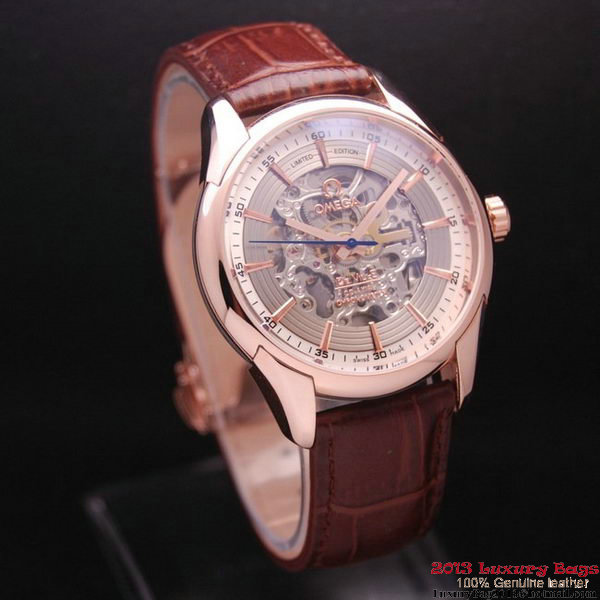 OMEGA DE VILLE Tourbillon Watches Red Gold on Brown Leather Strap Om7013 OMEGA DE VILLE Tourbillon Watches Red Gold on Brown Leather Strap Om7013
