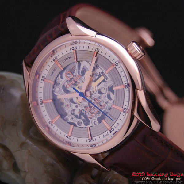 OMEGA DE VILLE Tourbillon Watches Red Gold on Brown Leather Strap Om7013 OMEGA DE VILLE Tourbillon Watches Red Gold on Brown Leather Strap Om7013