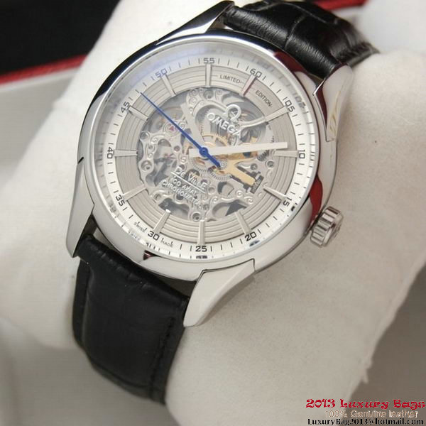 OMEGA DE VILLE Tourbillon Watches Steel on Black Leather Strap Om7004 OMEGA DE VILLE Tourbillon Watches Steel on Black Leather Strap Om7004