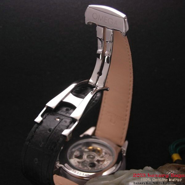 OMEGA DE VILLE Tourbillon Watches Steel on Black Leather Strap Om7008 OMEGA DE VILLE Tourbillon Watches Steel on Black Leather Strap Om7008