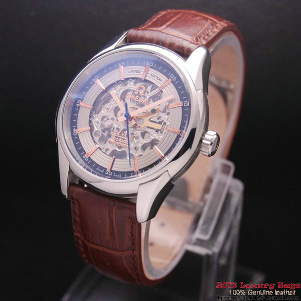 OMEGA DE VILLE Tourbillon Watches Steel on Brown Leather Strap Om7005 OMEGA DE VILLE Tourbillon Watches Steel on Brown Leather Strap Om7005