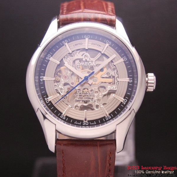 OMEGA DE VILLE Tourbillon Watches Steel on Brown Leather Strap Om7007 OMEGA DE VILLE Tourbillon Watches Steel on Brown Leather Strap Om7007