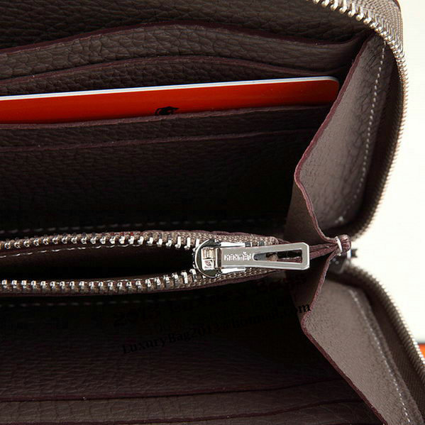 Hermes Zipper Wallet Original Leather A309 Dark Gray Hermes Zipper Wallet Original Leather A309 Dark Gray