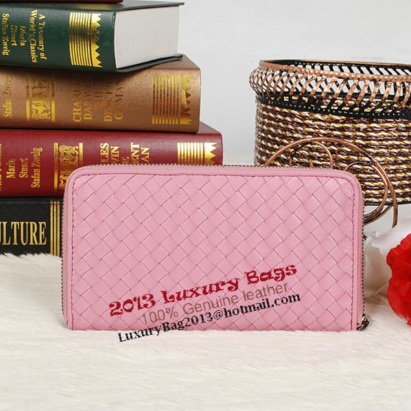 Bottega Veneta Intrecciato Nappa Zip Around Wallet BV20017 Pink Bottega Veneta Intrecciato Nappa Zip Around Wallet BV20017 Pink