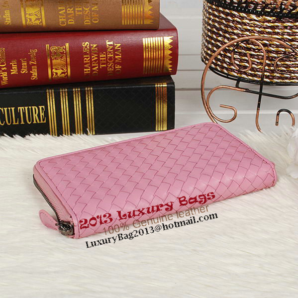 Bottega Veneta Intrecciato Nappa Zip Around Wallet BV20017 Pink Bottega Veneta Intrecciato Nappa Zip Around Wallet BV20017 Pink
