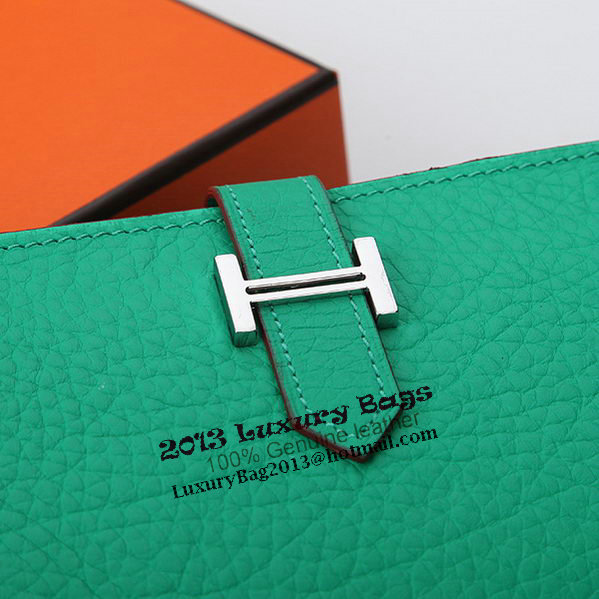Hermes Bearn Japonaise Bi-Fold Wallet Grainy Leather A208 Light Green Hermes Bearn Japonaise Bi-Fold Wallet Grainy Leather A208 Light Green