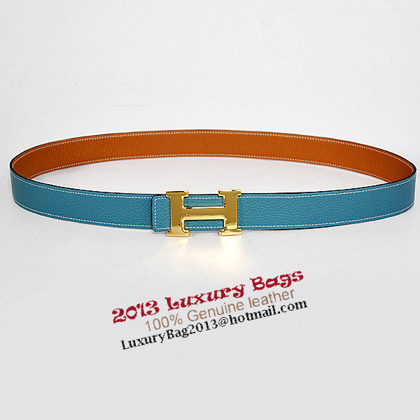 Hermes Bovine Jugular Veins In Blue Belt HR1010A Gold Hermes Bovine Jugular Veins In Blue Belt HR1010A Gold