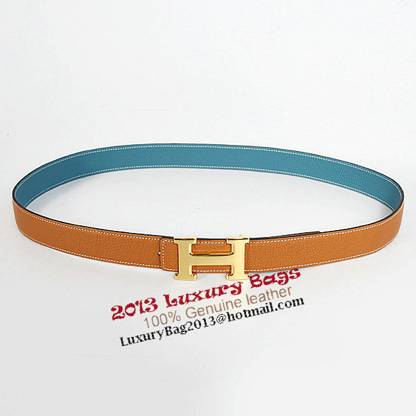 Hermes Bovine Jugular Veins In Blue Belt HR1010A Gold Hermes Bovine Jugular Veins In Blue Belt HR1010A Gold