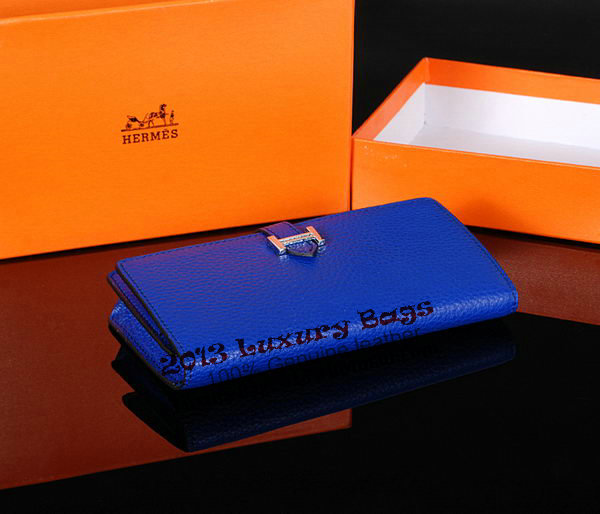 Hermes Bearn Japonaise Bi-Fold Wallet Original Leather A1018 Blue Hermes Bearn Japonaise Bi-Fold Wallet Original Leather A1018 Blue