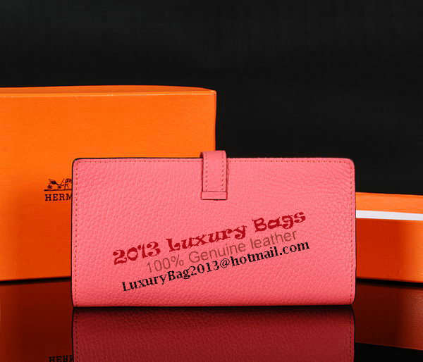 Hermes Bearn Japonaise Bi-Fold Wallet Original Leather A1018 Pink Hermes Bearn Japonaise Bi-Fold Wallet Original Leather A1018 Pink