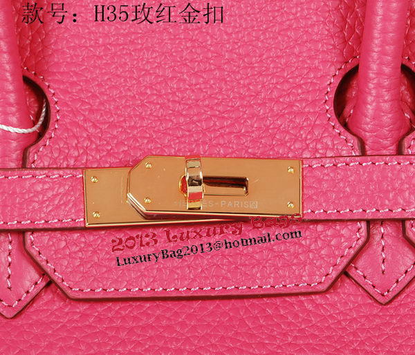 Hermes Birkin 35CM Tote Bag Rose Original Grainy Leather H35 Gold