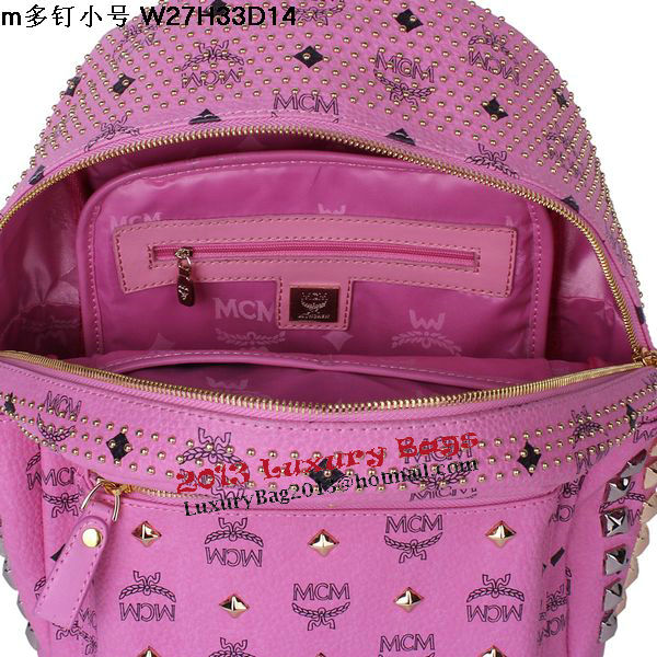 MCM Small Stark Front Studs Backpack MC4237S Rosy