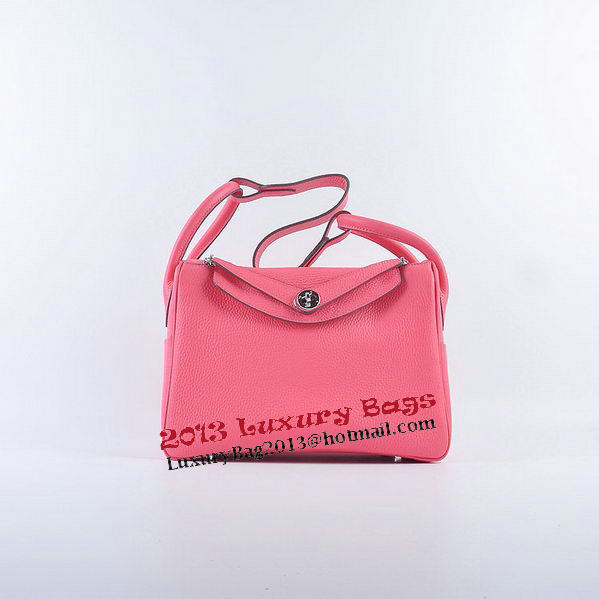 Hermes Lindy 30CM Grainy Leather Shoulder Bag H6207 Rose