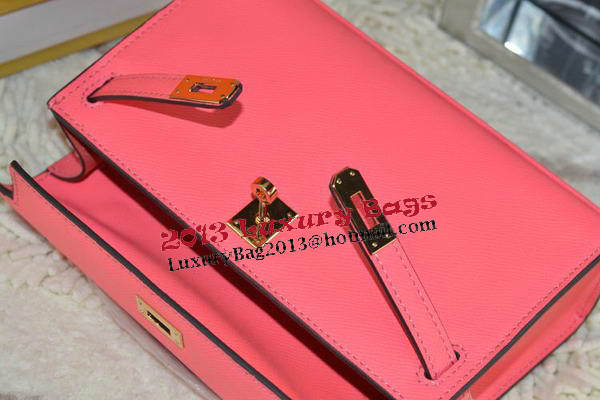 Hermes MINI Kelly 22cm Tote Bag Calfskin Leather Light Red
