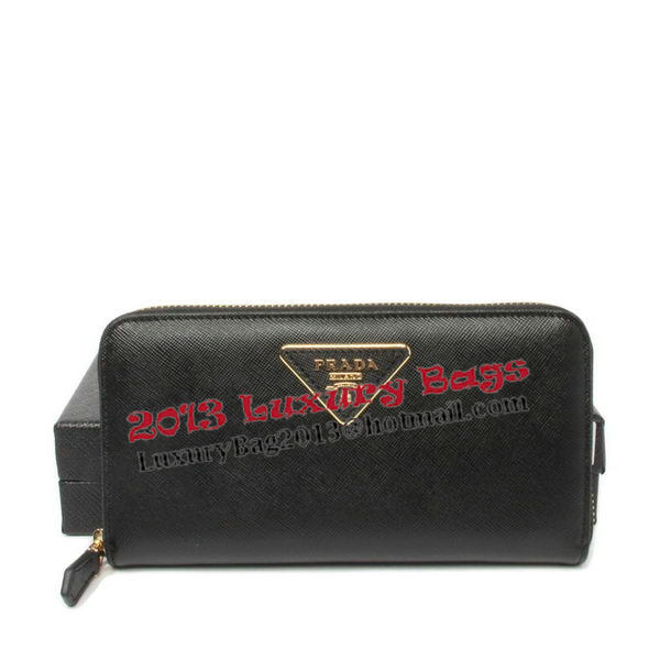 Prada Saffiano Calfskin Leather Zippy Wallets 1M0506 Black Prada Saffiano Calfskin Leather Zippy Wallets 1M0506 Black