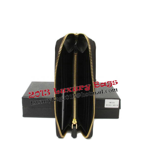 Prada Saffiano Calfskin Leather Zippy Wallets 1M0506 Black Prada Saffiano Calfskin Leather Zippy Wallets 1M0506 Black