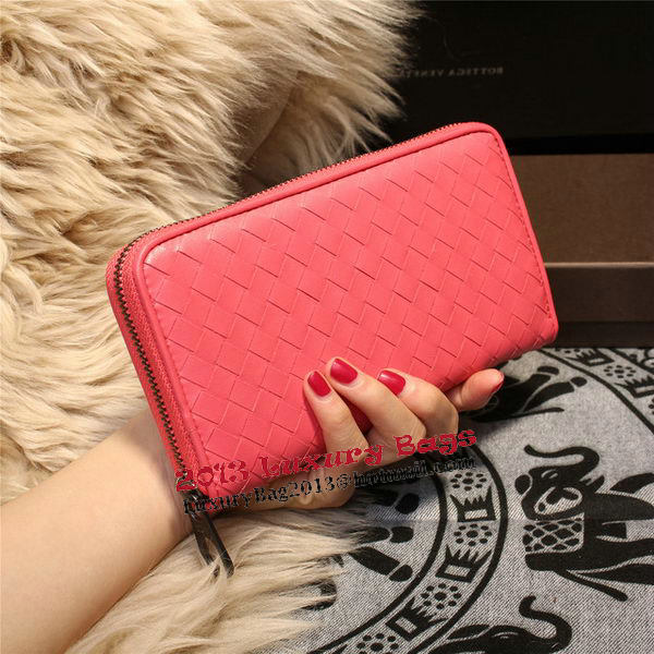 Bottega Veneta Intrecciato Nappa Zip Around Wallets 114073 Light Red Bottega Veneta Intrecciato Nappa Zip Around Wallets 114073 Light Red