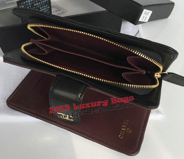 Chanel Matelasse Bi-Fold Wallet Black Sheepskin Leater A48667 Gold Chanel Matelasse Bi-Fold Wallet Black Sheepskin Leater A48667 Gold