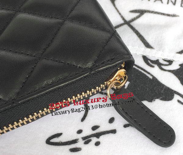 Chanel Matelasse Zip Around Wallet Black Sheepskin A50097 Gold Chanel Matelasse Zip Around Wallet Black Sheepskin A50097 Gold
