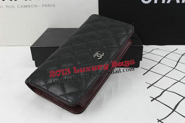 Chanel Bi-Fold Wallet Black Original Cannage Pattern A31509 Silver Chanel Bi-Fold Wallet Black Original Cannage Pattern A31509 Silver