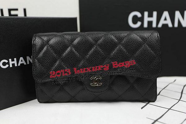 Chanel Tri-Fold Wallet Black Original Cannage Pattern A31506 Gold Chanel Tri-Fold Wallet Black Original Cannage Pattern A31506 Gold