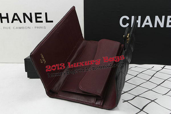 Chanel Tri-Fold Wallet Black Original Cannage Pattern A31506 Gold Chanel Tri-Fold Wallet Black Original Cannage Pattern A31506 Gold