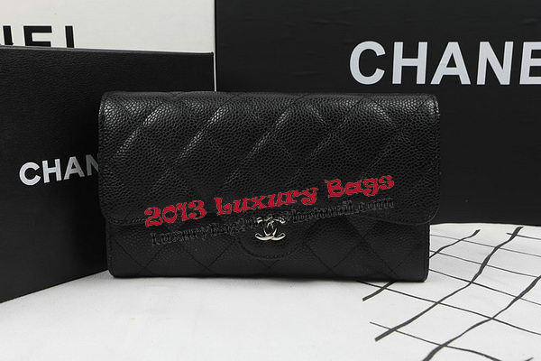 Chanel Tri-Fold Wallet Black Original Cannage Pattern A31506 Silver Chanel Tri-Fold Wallet Black Original Cannage Pattern A31506 Silver