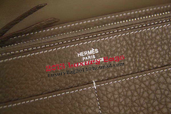 Hermes Compact Passport Holder Original Leather Wallet Grey Hermes Compact Passport Holder Original Leather Wallet Grey