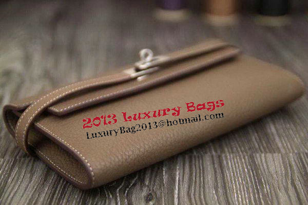 Hermes Kelly Wallet Togo Leather Bi-Fold Purse HA708W Gray Hermes Kelly Wallet Togo Leather Bi-Fold Purse HA708W Gray