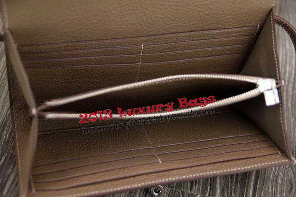 Hermes Kelly Wallet Togo Leather Bi-Fold Purse HA708W Gray Hermes Kelly Wallet Togo Leather Bi-Fold Purse HA708W Gray