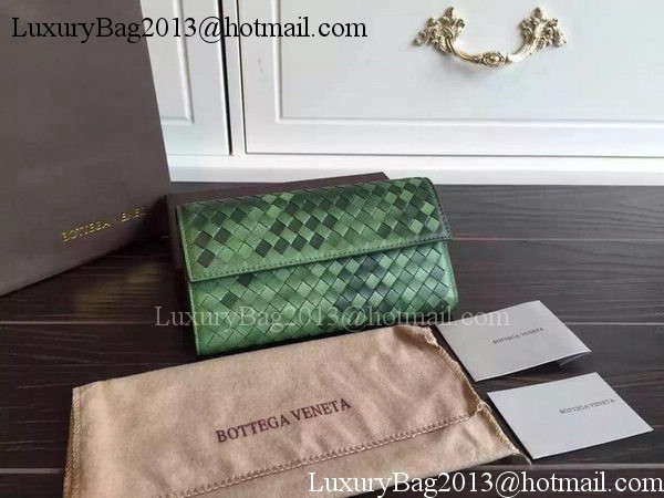 Bottega Veneta Intrecciato Nappa Tri-Flod Wallet BV150507 Green Bottega Veneta Intrecciato Nappa Tri-Flod Wallet BV150507 Green