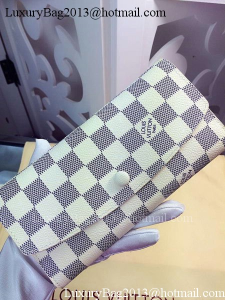 Louis Vuitton Damier Azur Canvas Emilie Wallet Rouge M60136 Louis Vuitton Damier Azur Canvas Emilie Wallet Rouge M60136