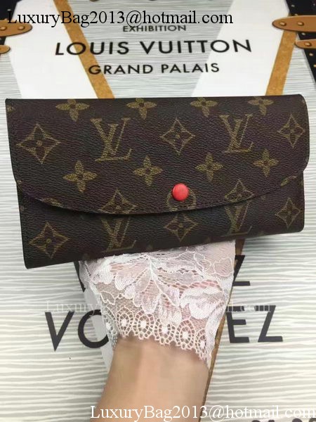 Louis Vuitton Monogram Canvas Emilie Wallet M60696 Red Louis Vuitton Monogram Canvas Emilie Wallet M60696 Red