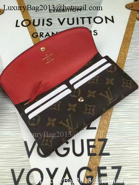 Louis Vuitton Monogram Canvas Emilie Wallet M60696 Red Louis Vuitton Monogram Canvas Emilie Wallet M60696 Red