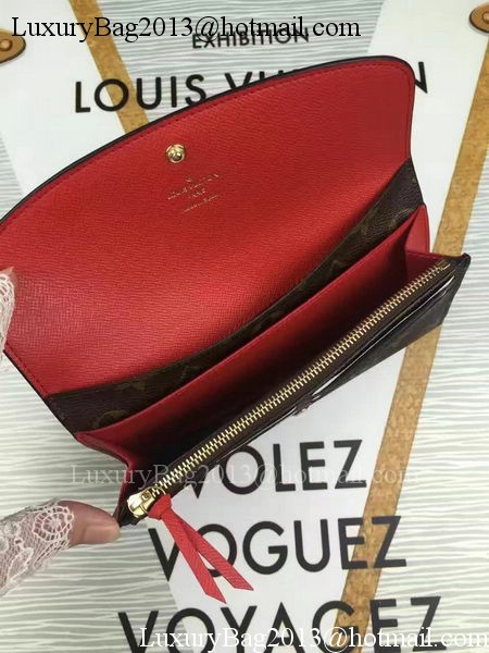 Louis Vuitton Monogram Canvas Emilie Wallet M60696 Red Louis Vuitton Monogram Canvas Emilie Wallet M60696 Red
