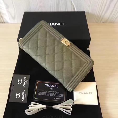Boy Chanel Zip Around Wallet Cannage Pattern CHA5264 Green Boy Chanel Zip Around Wallet Cannage Pattern CHA5264 Green