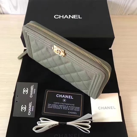 Boy Chanel Zip Around Wallet Cannage Pattern CHA5264 Green Boy Chanel Zip Around Wallet Cannage Pattern CHA5264 Green