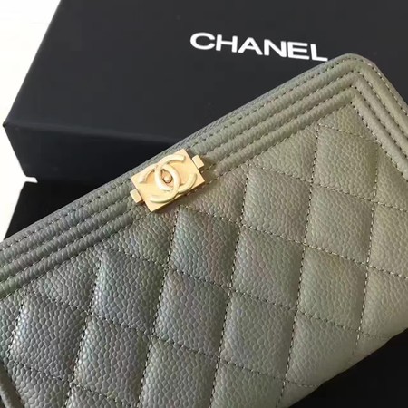Boy Chanel Zip Around Wallet Cannage Pattern CHA5264 Green Boy Chanel Zip Around Wallet Cannage Pattern CHA5264 Green